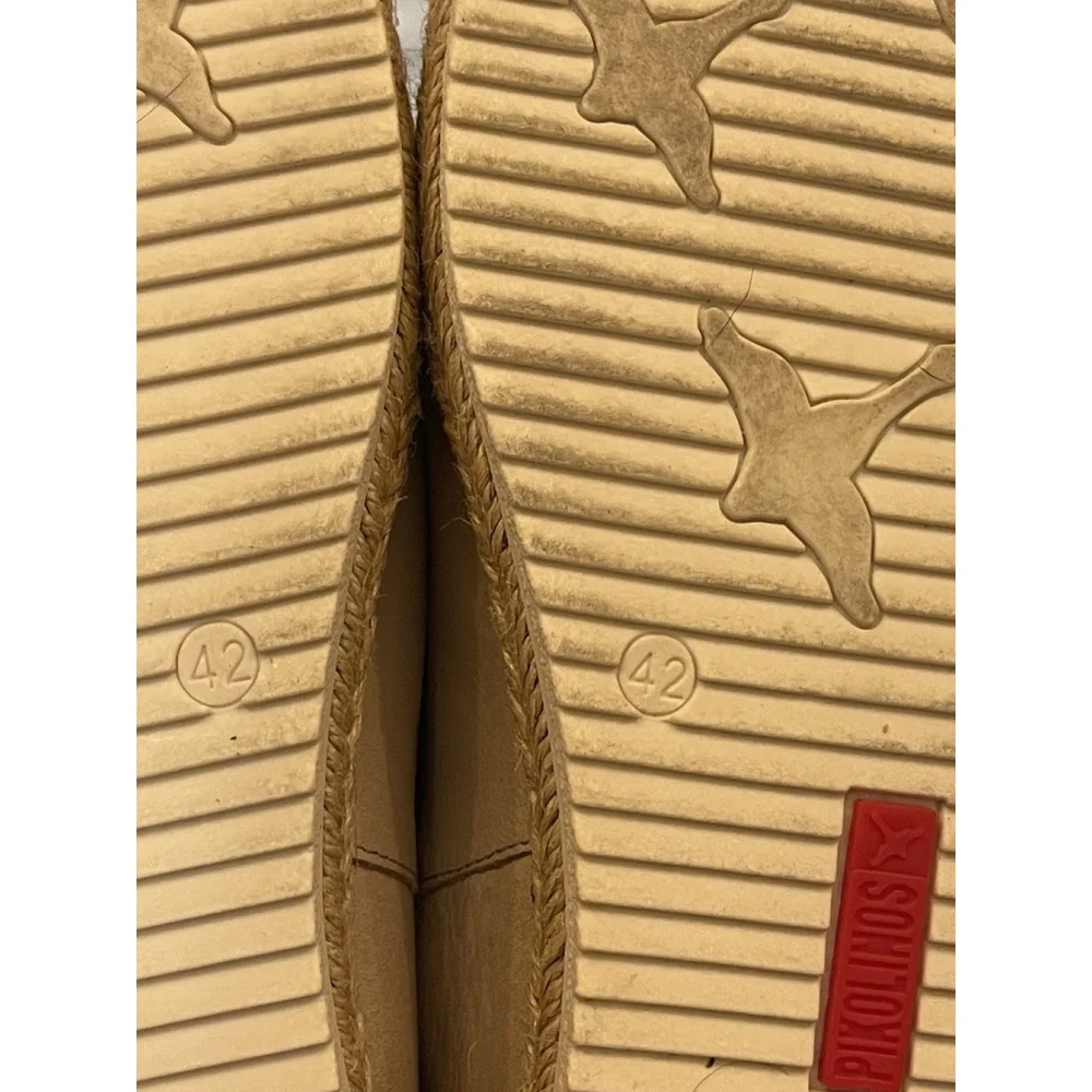 Pikolinos Women’s Leather Espadrille Loafers Size 42 Kiwi Fruit Embroidered